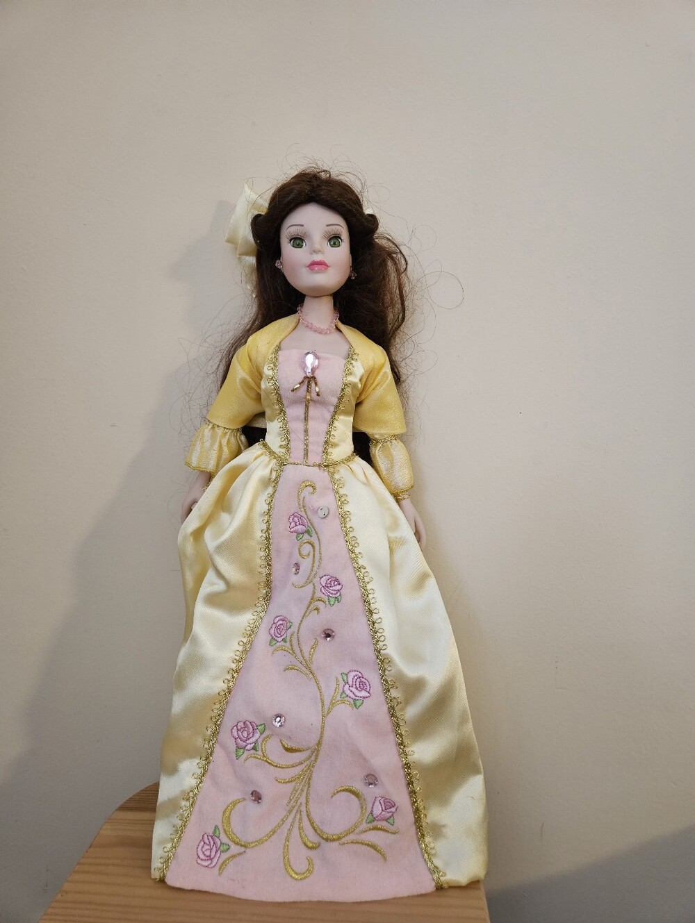 Disney Belle  Princess Porcelin Doll - Elegant Floral Gown